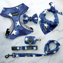 Load image into Gallery viewer, 6 Piece Matching Harness Set - Blue with White Star Print