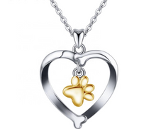 Load image into Gallery viewer, Heart with Paw Pendant and Necklace