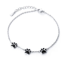 Load image into Gallery viewer, Adjustable Black Paw Print Bracelet