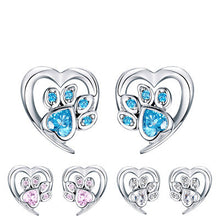 Load image into Gallery viewer, Paw Print Stone Stud Earrings