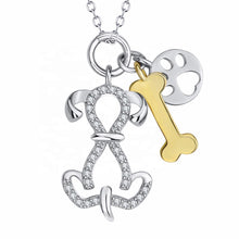 Load image into Gallery viewer, Dog, Gold Bone and Paw Pendant and Necklace