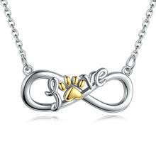 Load image into Gallery viewer, Infinity Love with Gold Paw Pendant and Necklace