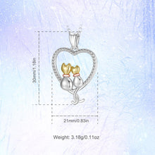 Load image into Gallery viewer, Multitone 2 Cats Heart Pendant and Necklace