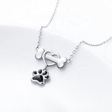 Load image into Gallery viewer, Bone and Black Paw Print Pendant and Necklace