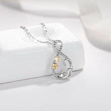 Load image into Gallery viewer, Cat with Gold Paw Prints Pendant and Necklace