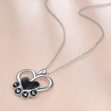 Load image into Gallery viewer, Black Paw Print Love and Heart Pendant and Necklace