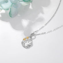 Load image into Gallery viewer, Cat with Gold Paw Prints Pendant and Necklace