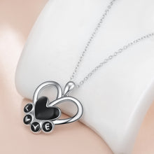 Load image into Gallery viewer, Black Paw Print Love and Heart Pendant and Necklace