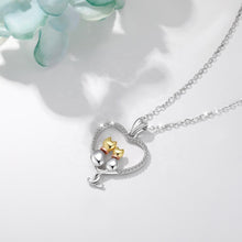 Load image into Gallery viewer, Multitone 2 Cats Heart Pendant and Necklace
