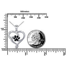 Load image into Gallery viewer, Black Paw Print Heart Pendant and Necklace