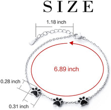 Load image into Gallery viewer, Adjustable Black Paw Print Bracelet