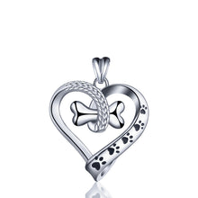 Load image into Gallery viewer, Bone in Heart and Black Pawprint Pendant and Necklace