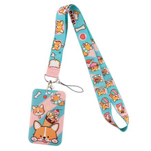 Load image into Gallery viewer, Cartoon Corgi Vertical Card Holder and Fabric Lanyard