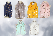 Load image into Gallery viewer, Rose Gold Tone Cat Print Scarf