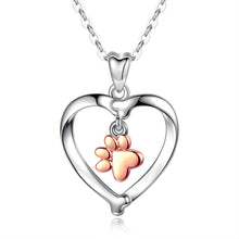 Load image into Gallery viewer, Heart with Paw Pendant and Necklace