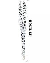 Load image into Gallery viewer, White with Black Paw Print Card Holder and Fabric Lanyard