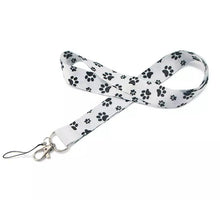 Load image into Gallery viewer, White with Black Paw Print Card Holder and Fabric Lanyard