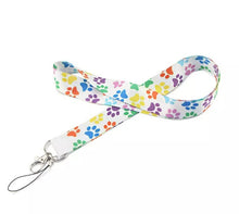 Load image into Gallery viewer, Colourful Paw Print Card Holder and Fabric Lanyard