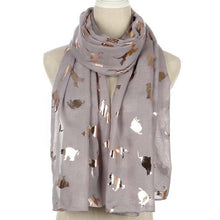 Load image into Gallery viewer, Rose Gold Tone Cat Print Scarf