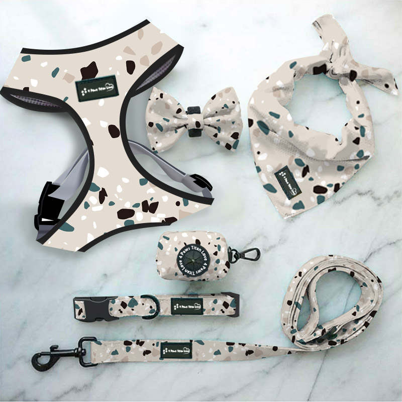 6 Piece Matching Harness Set - Neutral Tones Print