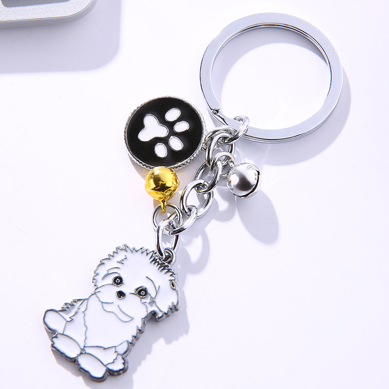 Cartoon Maltese Puppy Keychain