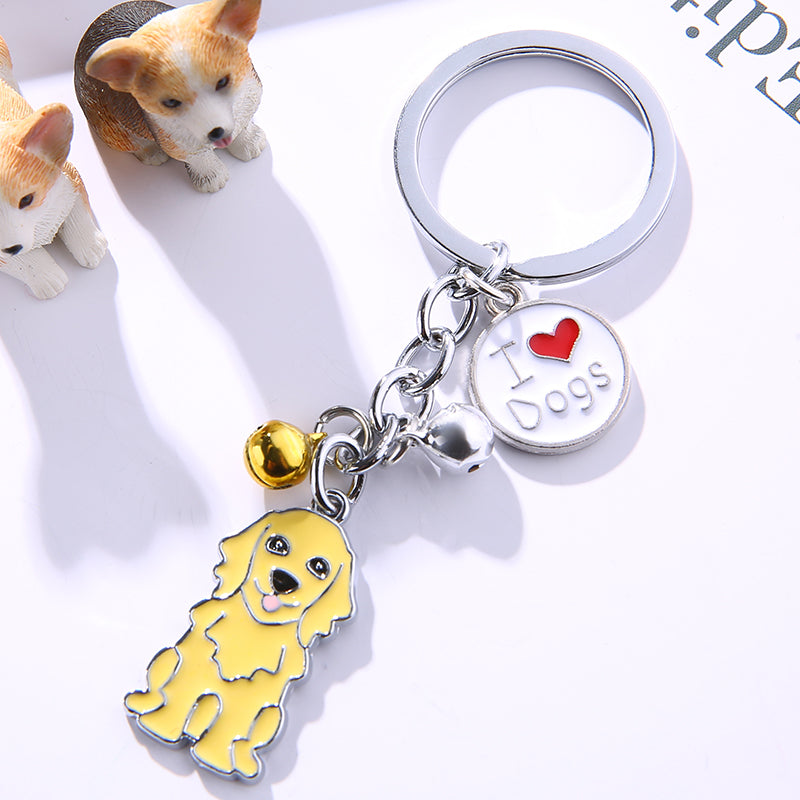 Cartoon Golden Retriever Puppy Keychain