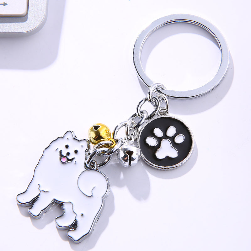 Cartoon Samoyed Dog Keychain