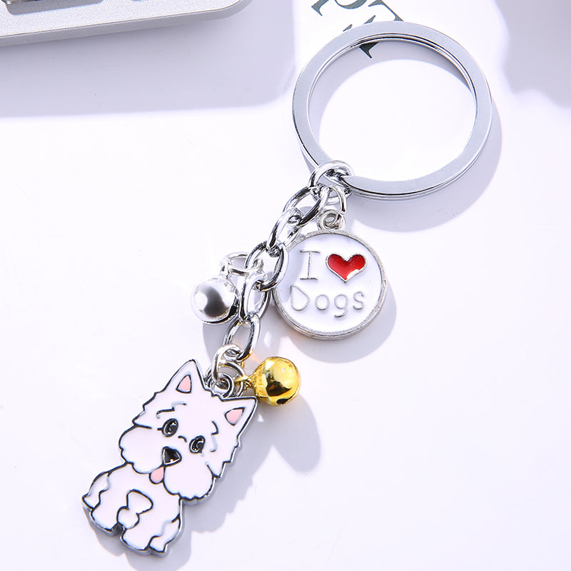 Cartoon West Highland Terrier (Westie) Dog Keychain