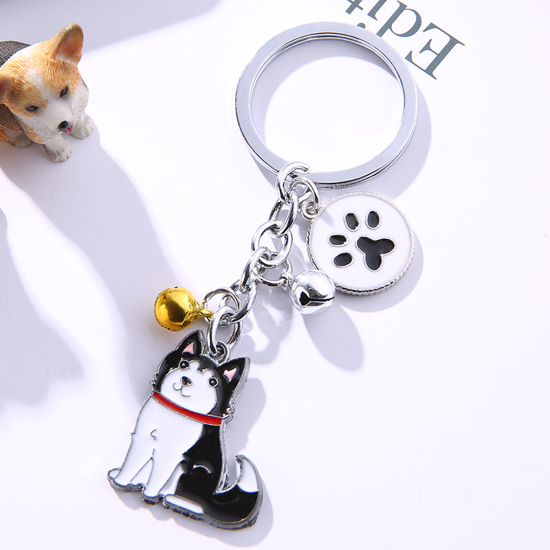 Cartoon Siberian Husky Puppy Keychain