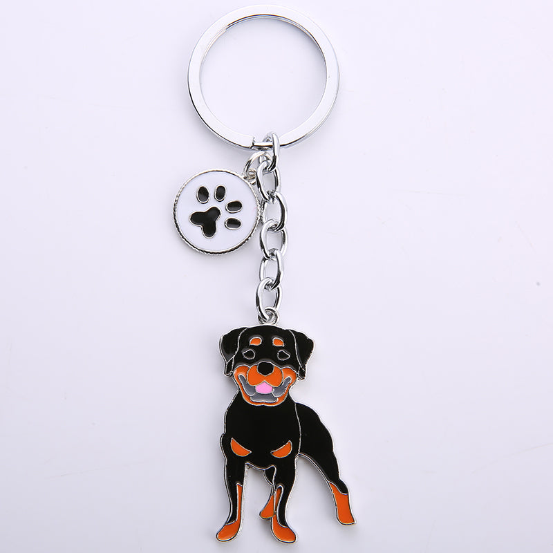 Cartoon Rottweiler Dog Keychain