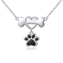 Load image into Gallery viewer, Bone and Black Paw Print Pendant and Necklace
