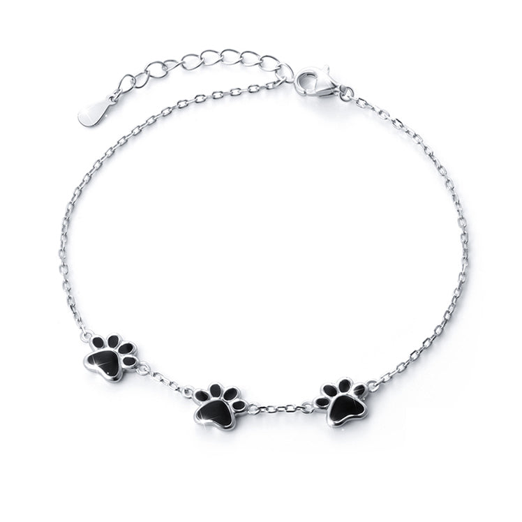 Adjustable Black Paw Print Bracelet