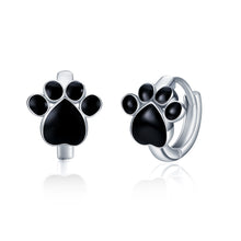 Load image into Gallery viewer, Black Paw Print Small Hoop Earrings
