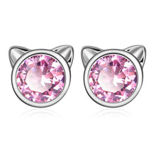 Load image into Gallery viewer, Pink Stone Cat Stud Earrings
