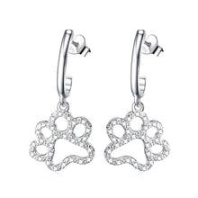 Load image into Gallery viewer, Hanging Crystal Paw Print Earrings
