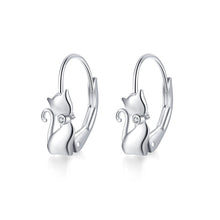 Load image into Gallery viewer, White Stone Cat Lever Back Earrings
