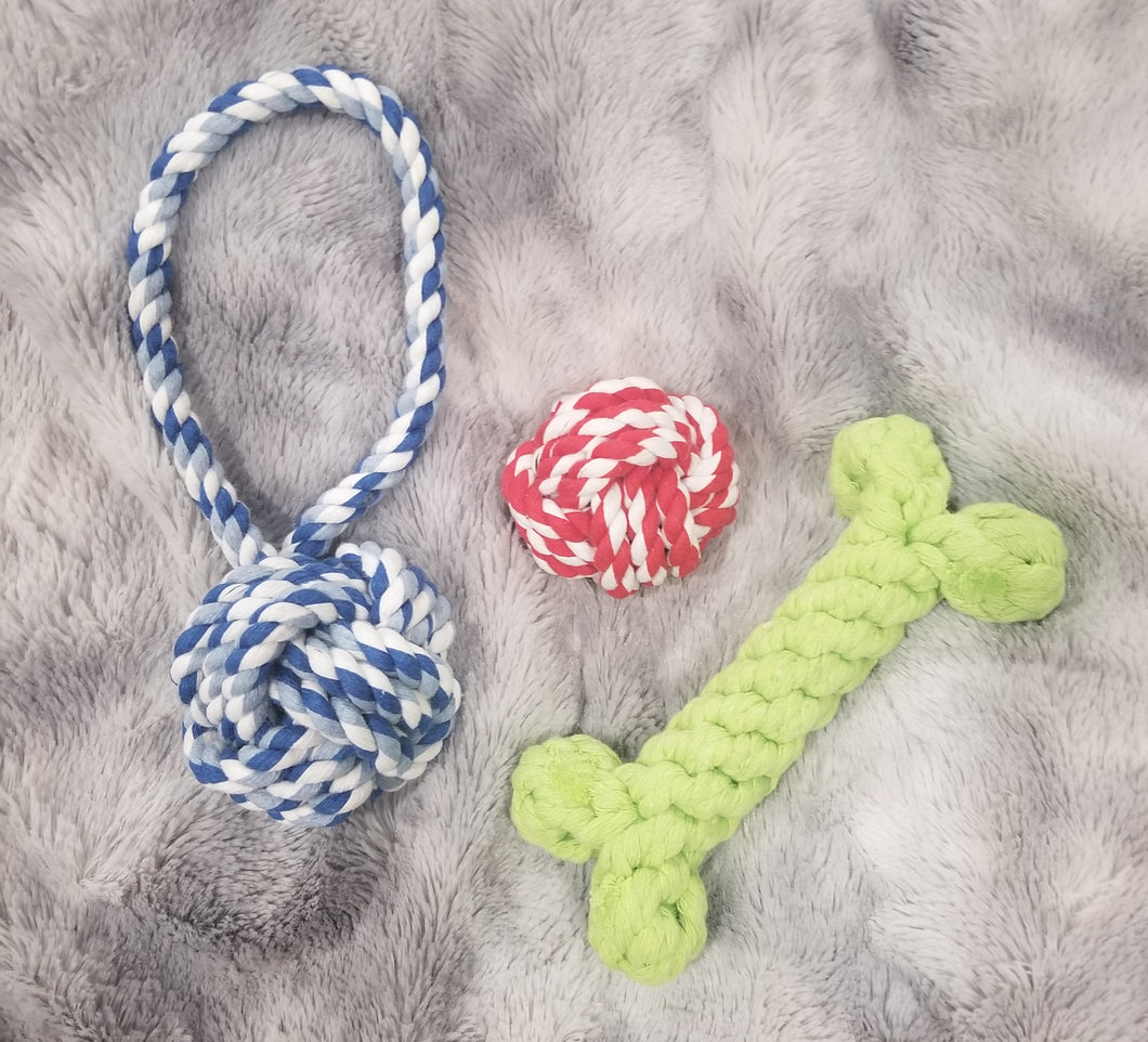 3 Piece Dog Toy Rope Set