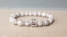 Load image into Gallery viewer, Antique Style Stone Bead Paw Print Bracelet
