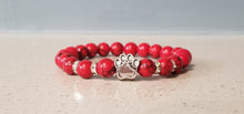 Load image into Gallery viewer, Antique Style Stone Bead Paw Print Bracelet
