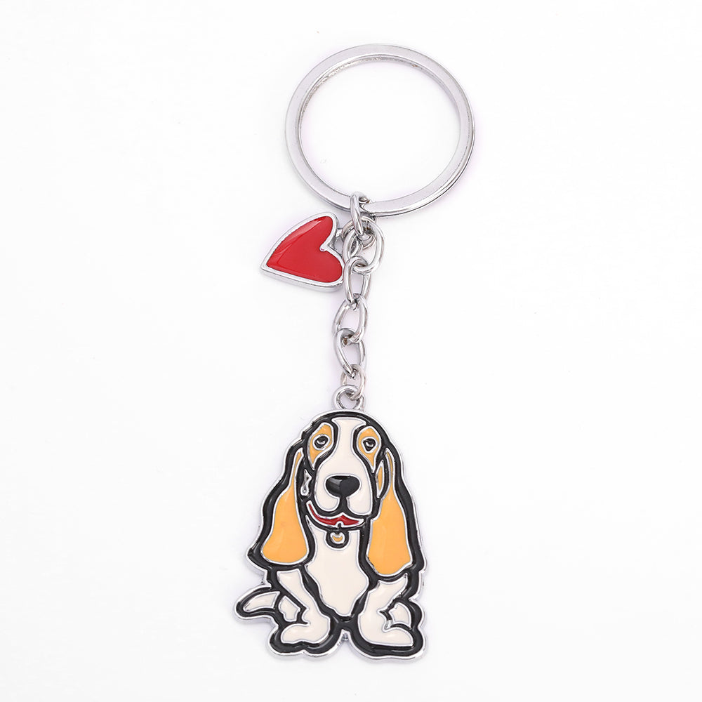 Cartoon Basset Hound Dog Keychain