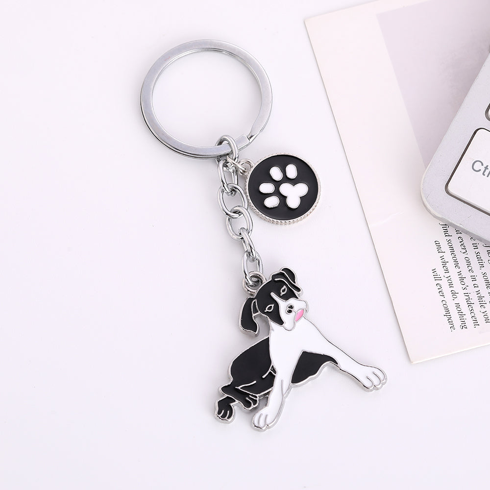 Cartoon Boston Terrier Dog Keychain