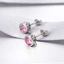 Load image into Gallery viewer, Pink Stone Cat Stud Earrings
