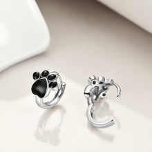 Load image into Gallery viewer, Black Paw Print Small Hoop Earrings
