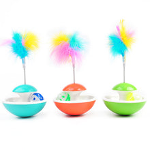 Load image into Gallery viewer, Interactive Colourful Cat Tumbler Toy with Feather and Ball
