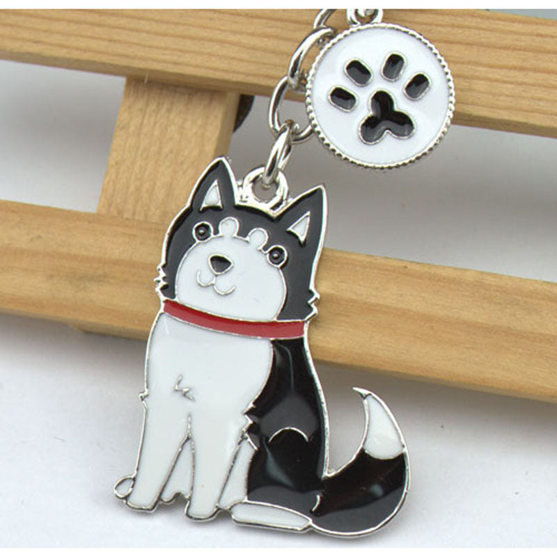 Cartoon Siberian Husky Dog Keychain