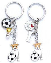 Load image into Gallery viewer, Cartoon Jack Russel Dog with Soccer Ball Keychain
