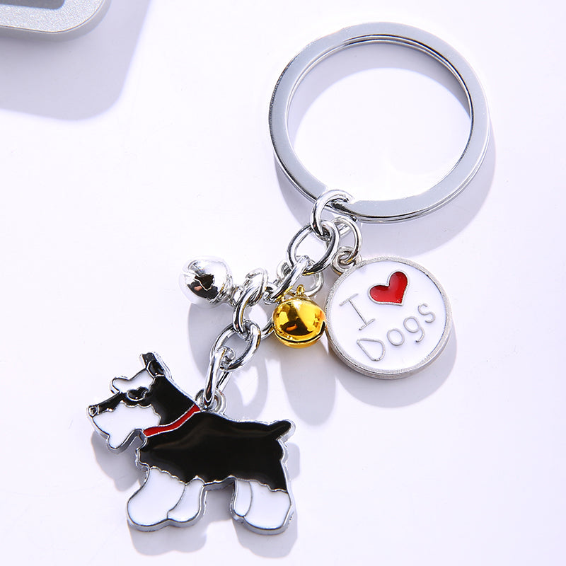 Cartoon Miniature Schnauzer Dog Keychain