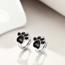 Load image into Gallery viewer, Black Paw Print Small Hoop Earrings
