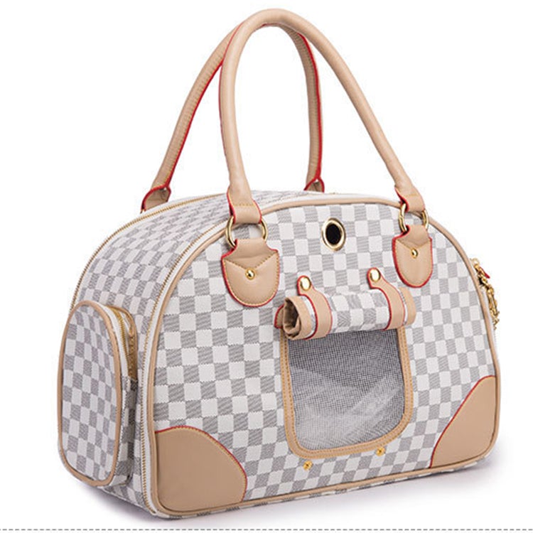 Dog and Cat Carrier Bag - Grey & White Checker