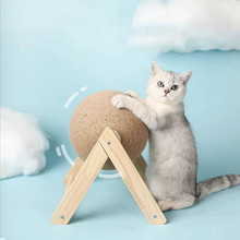 Load image into Gallery viewer, Solid Wood Climbing Sisal Cat Scratching Ball Toy
